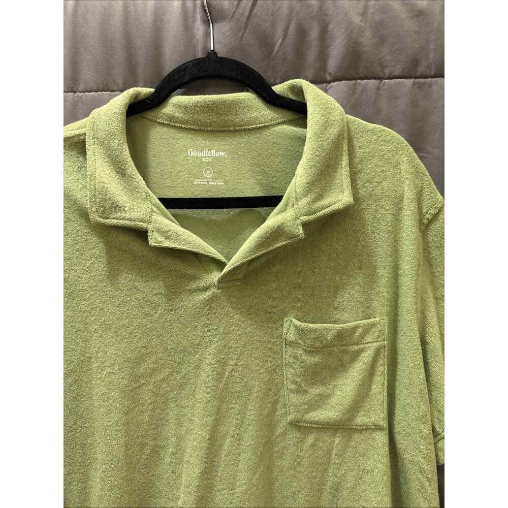 Goodfellow &Co Polo Mens Size XL Short Sleeve Crew Neck T Shirts Green Terryclot - Picture 4 of 10